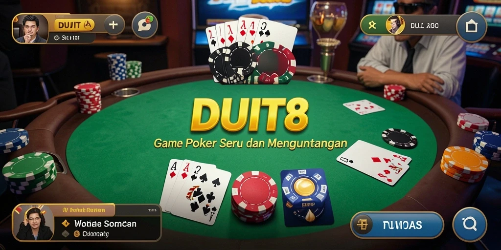 Tampilan gameplay Poker seru di DUIT8 dengan berbagai fitur menarik.